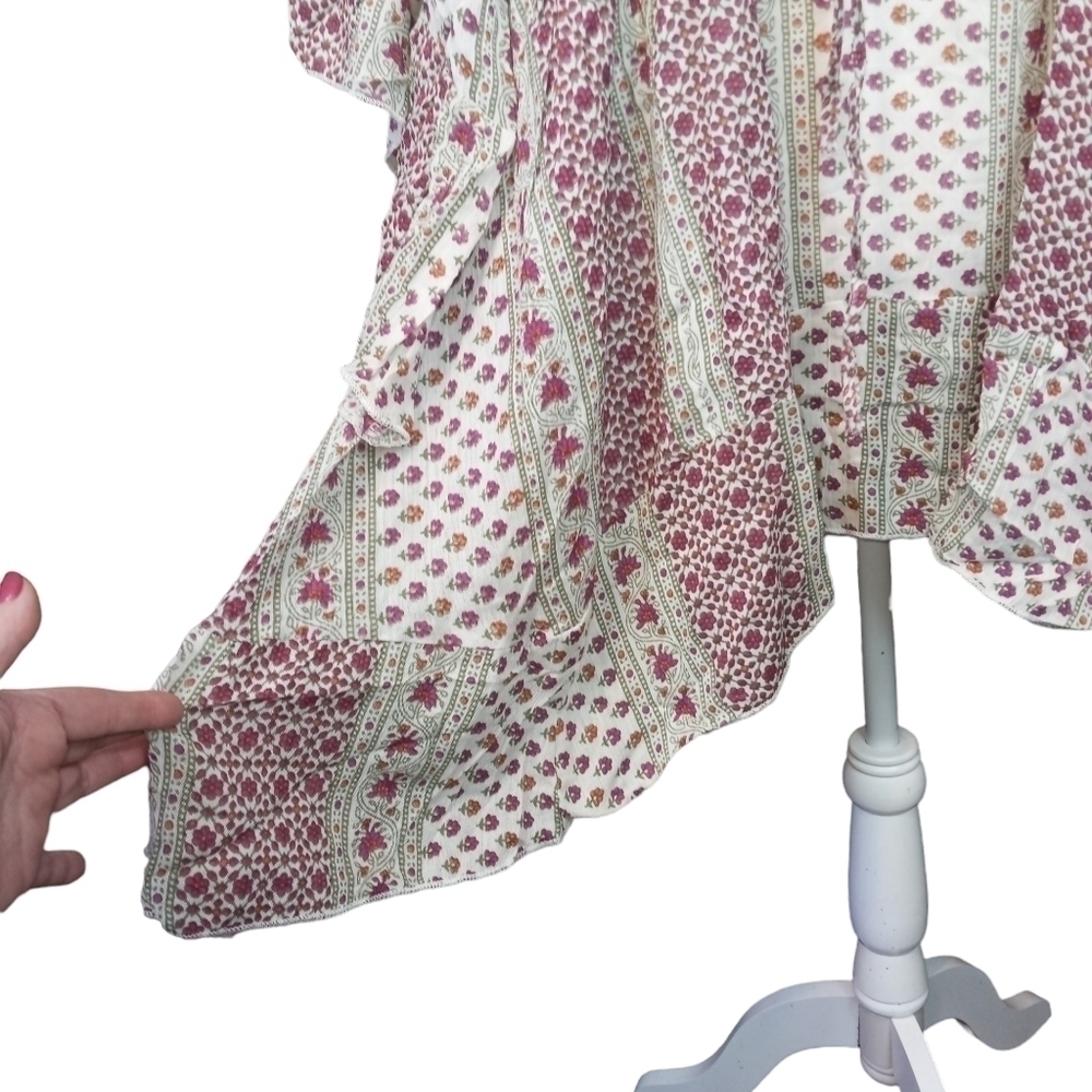 RAGA Boho Mixed Floral Print Babydoll Dress Bell Sleeve Prairiecore NWT Size Sm. - Picture 7 of 13